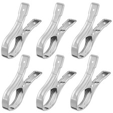 6 Pcs Stainless Steel Large Laundry Clothes Clips Windproof Clothes Pegs Hanger