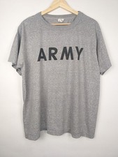 Vtg 80s US Army Faded PFU Shirt Large Military PE Track Gray Single Stitch