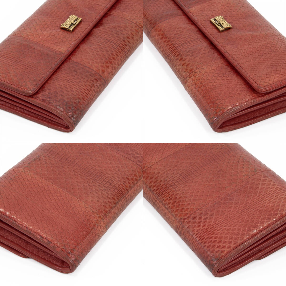 CHANEL Python Snake Leather Long Wallet Bifold CC… - image 5