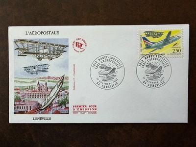 Briefumschlag 1. Tag Tag Briefmarke 1992 Luftfahrt Flugzeug Nancy Luneville Luftpost 2