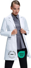 Premium Lab Coat for Women, Hip Pockets, Tailored Fit, Concealed Snap Closing, 3