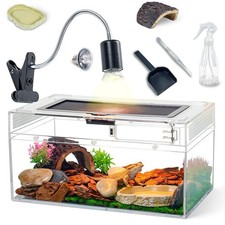 BINANO 12.5 6 7 Reptile Tank Kit with Heat Lamp, Spray Bottle, Shovel, Tweeze...
