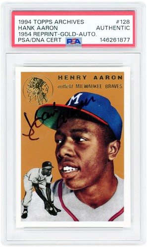 Autographed Hank Aaron Milwaukee Braves Baseball Slabbed Card Item#14694059 COA