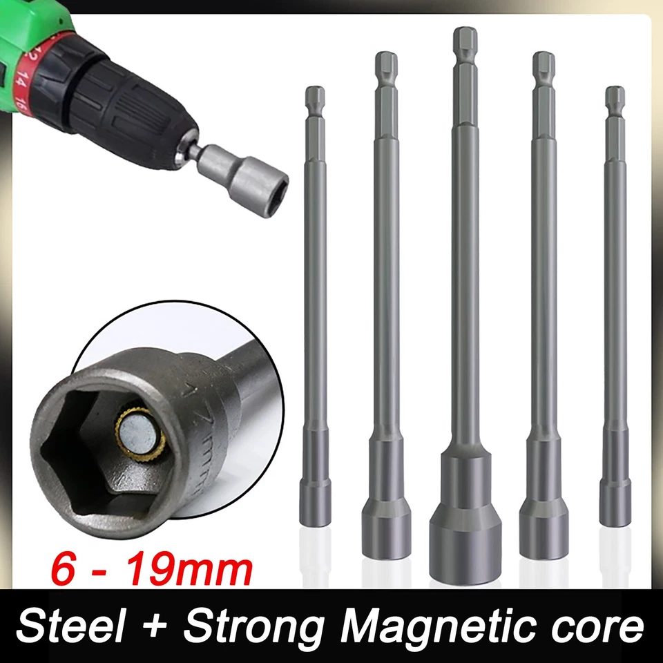 6-19mm 10PCS Hex Socket Sleeve 1/4" Drill Bits Adapter Electric Nut Driver - Image 2 of 4