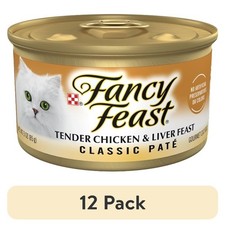 12 Pack Classic Pate Food Wet Cat Food Liver & Chicken Feast 3 Oz Can