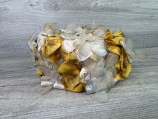 Vintage 50s 60s Floral Petal Hat Yellow Gold Cream Blue White Pillbox Style