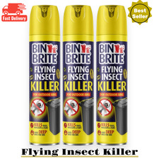 3 x Bin Brite Fly Killer Spray 300ml Outdoor Bin Maggot Egg Control Easy to Use