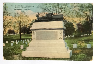 Andrews Raiders Monument National Cemetery Chattanooga TN Postcard c1910 Train