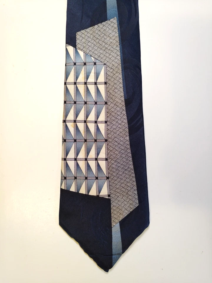 Corbata clásica vintage Alexander Lloyd para hombre @62" de longitud 100 % seda geométrica Foto 2 de 4