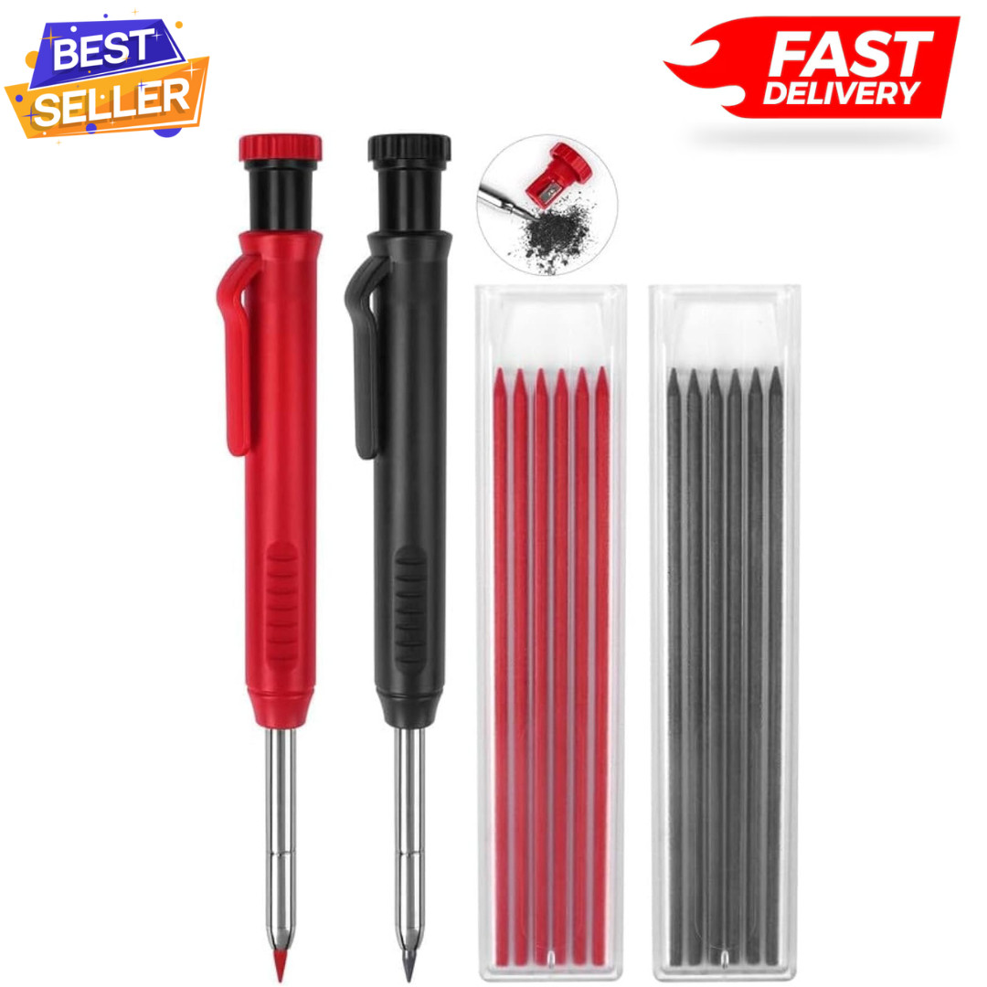2 Pack Carpenter Pencils Mechanical Pencils with 12 Refills, Construction Pen..