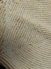 White Seed Pearls On Vtg  Purse To Repurpose For Crafts, Appliques,etc #S.  WI#3