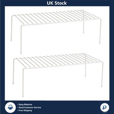 Durable White Wire Shelf Organiser for Kitchen Cabinets & Countertops - Set of 2