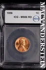 1958 Lincoln Wheat Cent-ICG MS 66 RD Choice Gem BU No Reserve #SLM83