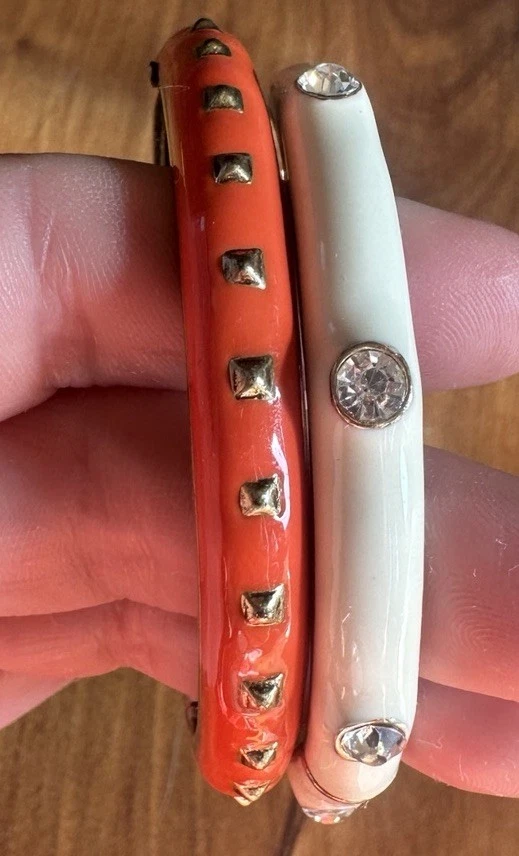 Brazalete Brazalete Esmalte Bisagras Lote de 2 Colores Naranja��blanco/crema Oklahoma State Foto 3 de 4