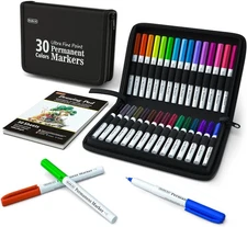 Shuttle Art Permanent Markers, 30 Assorted Colors Ultra Fine Point Permanent Mar