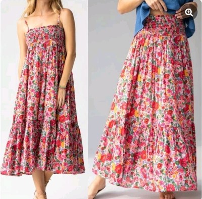 Natural Life Convertible Maxi Skirt/ Tube Dress Size Medium Bohemian Hippie 