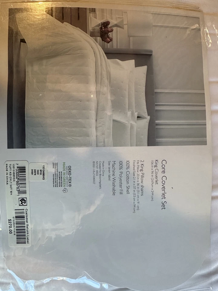Sky Tufted Coverlet Set King (King Coverlet & 2 King Pillow shams)-White NEW NWT - Image 4 of 4