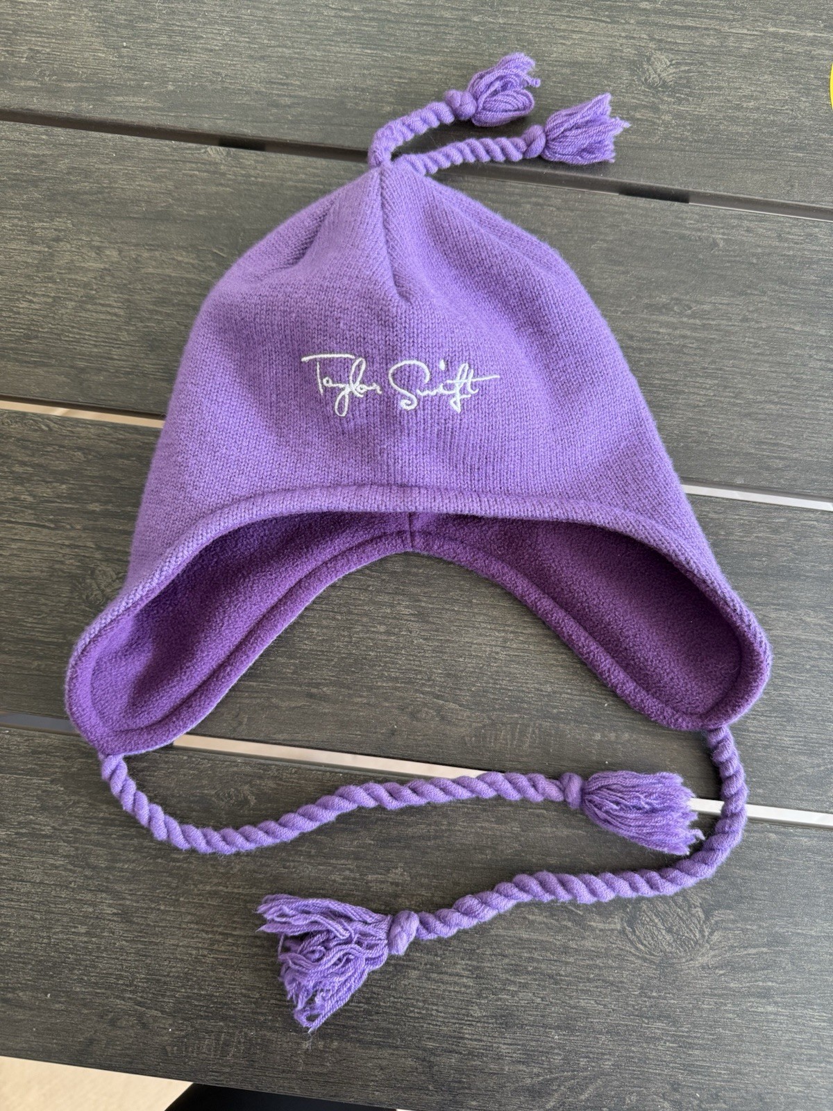 Taylor Swift Speak Now Purple Winter Hat Ear Flap Beanie Youth Kids Teen Rare image 3