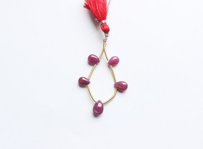 Natural Red Ruby Briolette Bead Teardrop Smooth Polished Strand 7.5 Inch 7To11MM