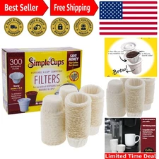 Disposable Paper Coffee Filters 300 Count - Compatible with Keurig, K-Cup mac...