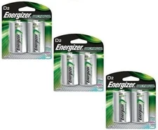 3 Energizer Rechargeable D D2 NiMH 2500mAh (6 Battery) 2 Packs