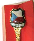 New Vintage Czechoslovakia Gold Plated Color Enameled 5" Souvenir Spoon in Box — photo 3
