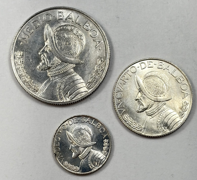 1962 Panama Silver Balboa Medio 1/2 Cuarto 1/4 Decimo 1/10 Republic (3 Coin Set)