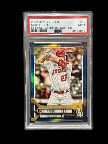 MIKE TROUT ANGELS ROY 2022 TOPPS GYPSY QUEEN CHROME INDIGO REFRACTOR /150  PSA 9