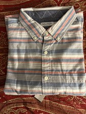 NWT NAUTICA MENS COLLAR BUTTON FRONT SOFT SHIRT- stripes LIGHT BLUE- XL