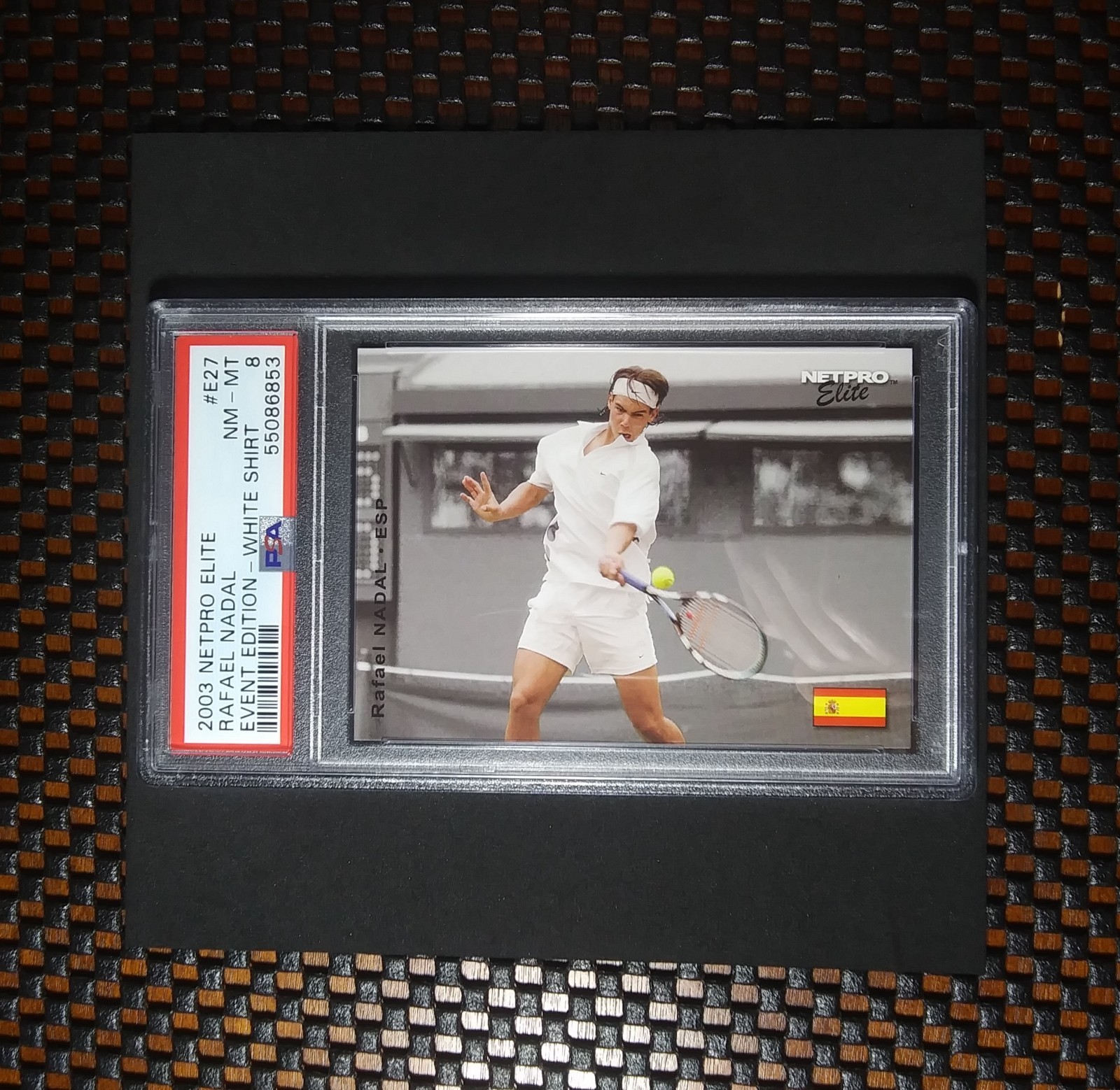 2003 NetPro Elite Event Edition White Shirt Rookie #E27 Rafael Nadal RC SP PSA 8 view 7