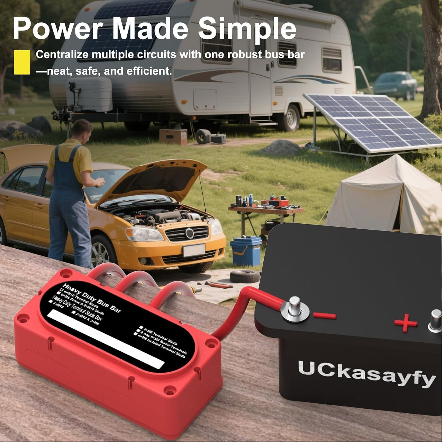 Heavy Duty Bus Bar 300A 12V Power Distribution 300A-3/8'