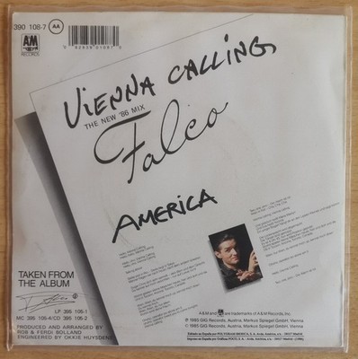 FALCO - original SPANIEN 1986 Vinyl Single ''VIENNA CALLING'' !!!