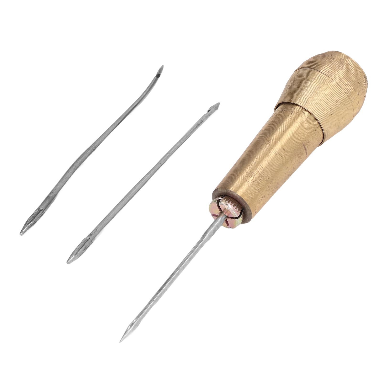 Leather Sewing Awl Hand Stitch Needle Tool Kit Set With Brass Handle For