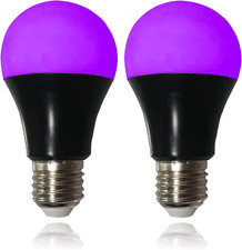 CICINY UV LED Black Light Bulbs 2 Pack, A19 E26 8W Blacklight Bulb for Glow in t