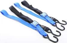 Powertye 1 1/2in Fat Straps with Soft Tye - Black/Blue Motorcycle ATV/UTV PWC