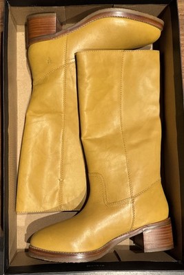 New In Box Frye Women s Camryn Campus Style Boots Size 9.5 Banana Leather Tall