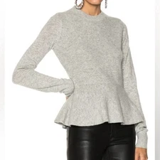 Veronica Beard Raleigh Gray Cashmere Peplum Sweater Womens Size XS