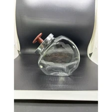 Tilt Glass Candy Jar Cookie Jar with Silver Lid and Red Knob Storage Container