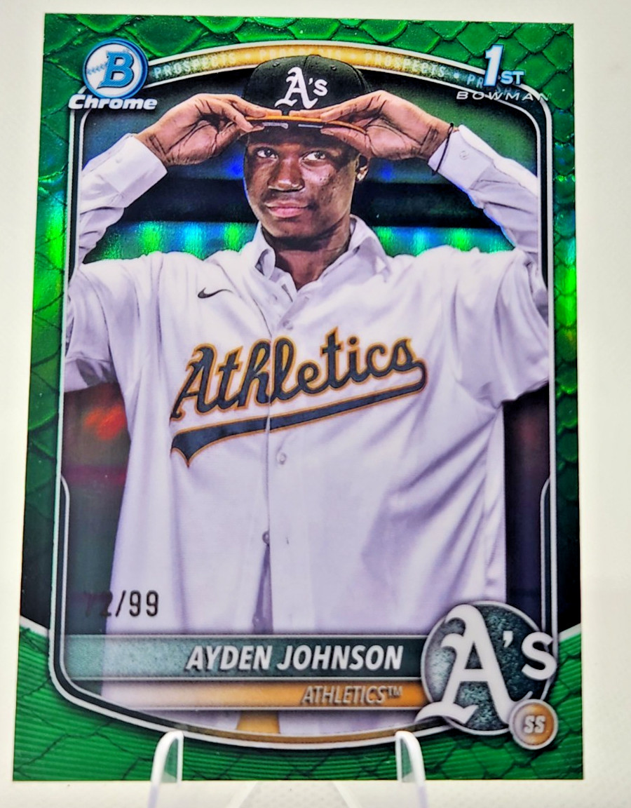 2025 Bowman Chrome Ayden Johnson Green Reptilian 1st Bowman /99 Athletics