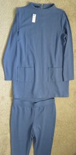 NUEVO CON ETIQUETAS TALBOTS AZUL COBALTO CREMALLERA TÚNICA Y PANTALÓN CONJUNTO DE SALÓN-TALLA M