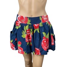 Vtg Y2K Abercrombie  Fitch Floral Micro Mini Skirt S  Smocked Cotton Rose