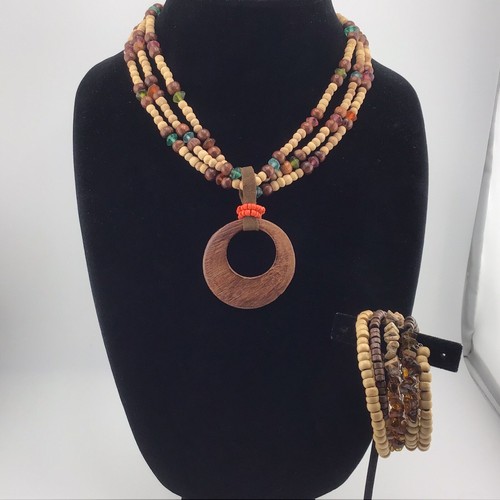 Vintage Halskette & Armband Boho Chic Festival Wear Hippie 60er Look Perlen 16-19 Zoll