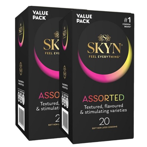 Ansell Skyn Assorted Soft Non-latex Condoms Retail (20pk) Twin Pack - Picture 2 of 7