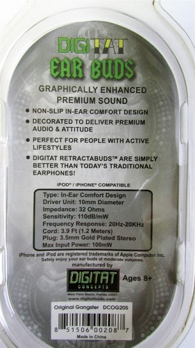 Skull Gangster Ear Buds In-Ear Headphones Dollar Sign Digitat Concepts DCOG205 - Picture 4 of 4
