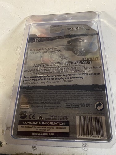HOT WHEELS-TREASURE HUNT-41 WILLYS--2012 (1/15)-SEALED ON CARD - Picture 2 of 2