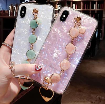 Girl Shiny Bracelet Chain Marble Case Cover For Samsung S25 S24 S23 Note 20 S21