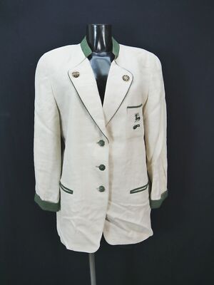 Steinbock Tyrol beige mit Stickerei hammer Damen Leinen Trachtenjacke Gr.38