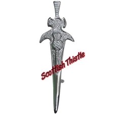 Scottish Kilt Pin Thistle Chrome Finish 4"/Highland Kilt Pins/Celtic/Pin Brooch