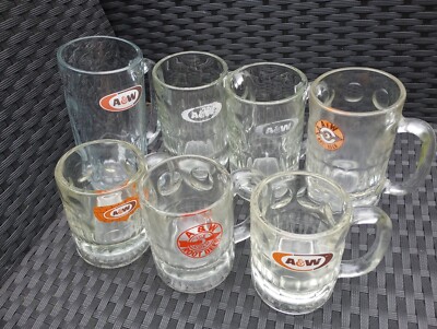A & W vintage root beer mugs, set of 7. Unique Christmas gift!