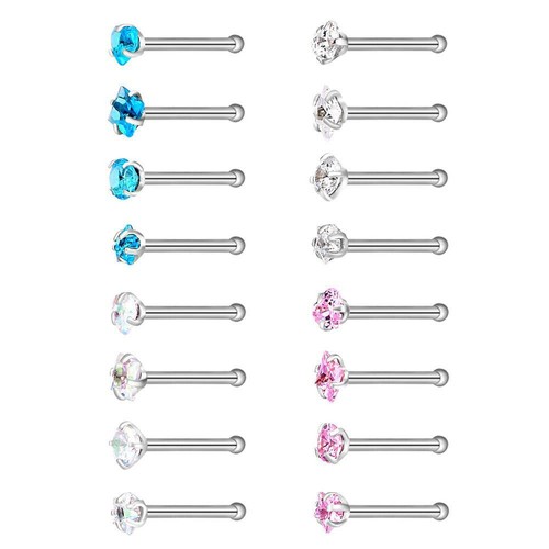 32PCS/LOT Nose Hoop Rings Set Surgical Steel Bar Bone Studs Piercing Ring 20G - Picture 9 of 53